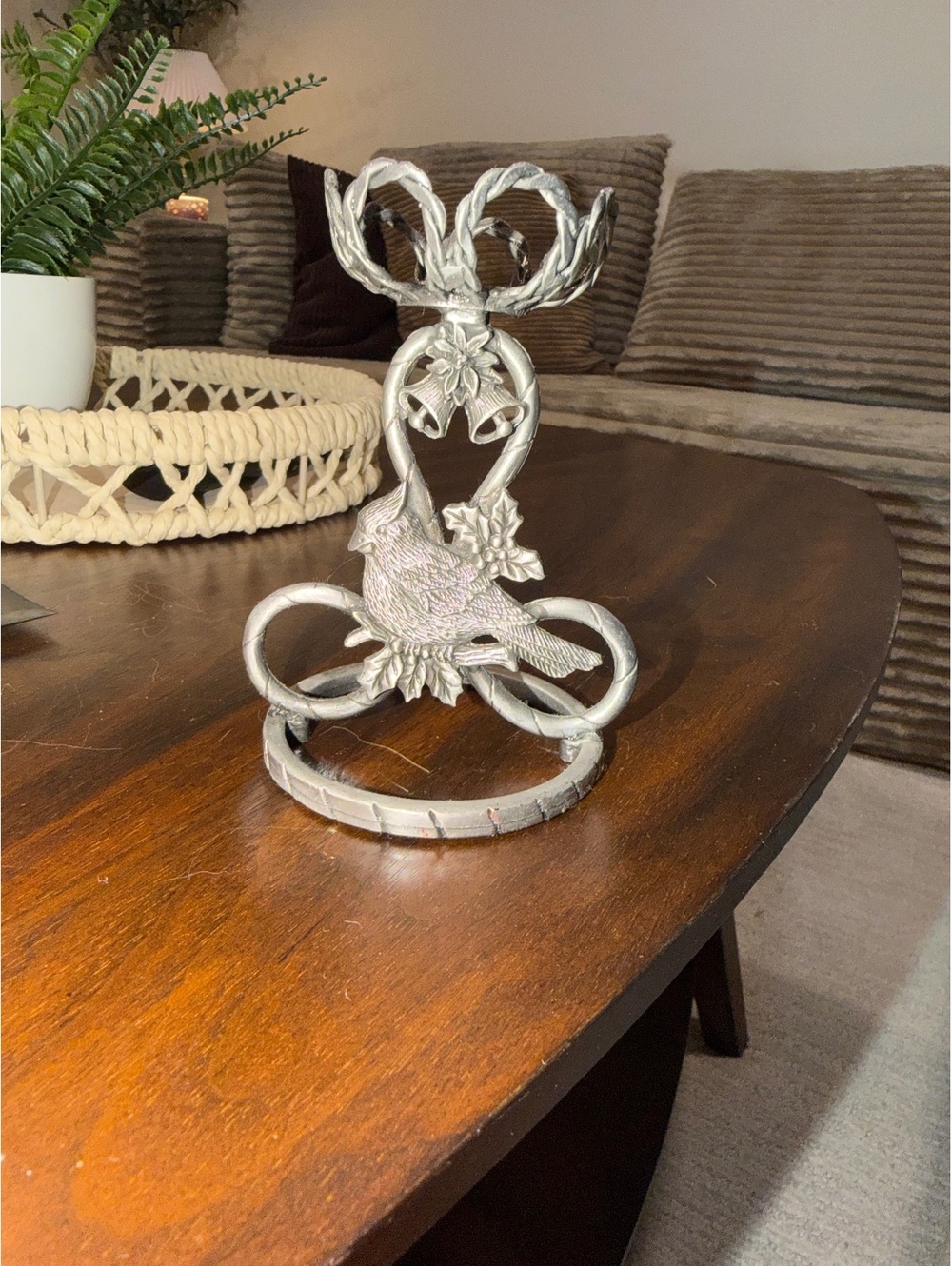 Silver Tone Wire Owl Ring Holder